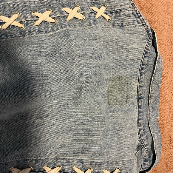 Zara Distressed Tie back jean jacket - Picture 4 of 11